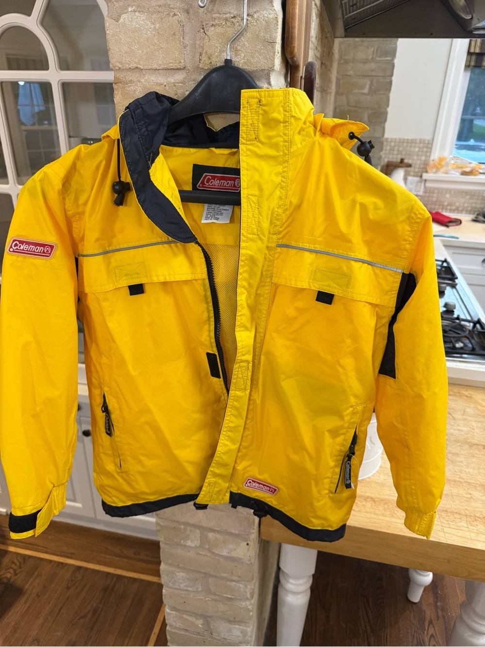Coleman Yellow Kids Waterproof Rain Jacket with Black Trim